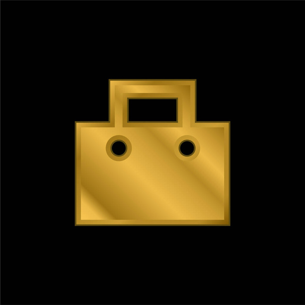 Bolso chapado en oro icono metálico o logo vector - Vector, imagen
