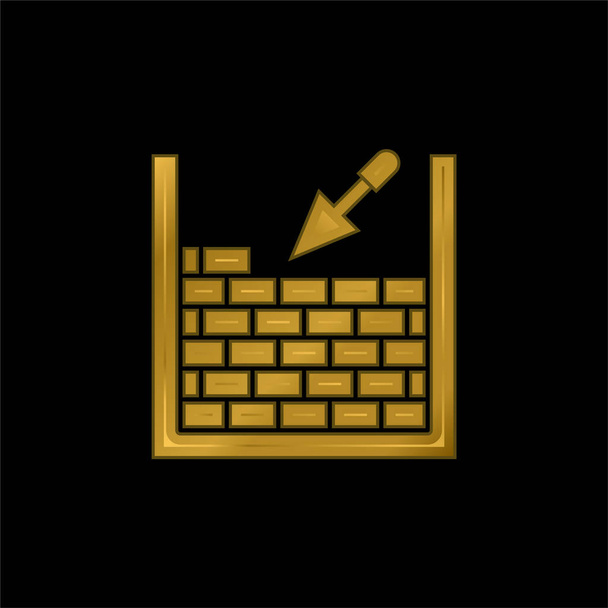 Brickwork gold plated metalic icon or logo vector - Vector, Image