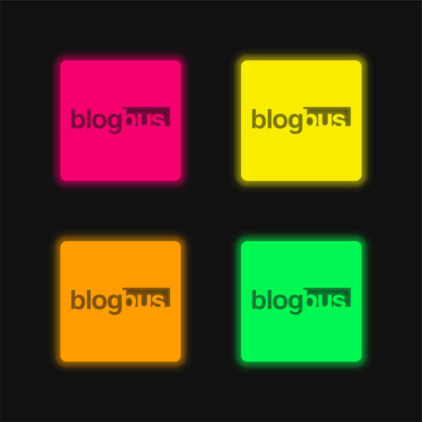 Λογότυπο Blogbus τεσσάρων χρωμάτων λαμπερό εικονίδιο διάνυσμα νέον - Διάνυσμα, εικόνα
