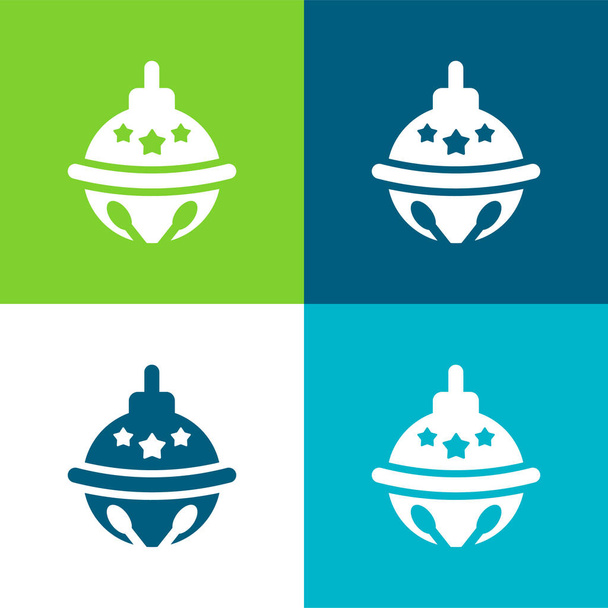 Bauble Flat conjunto de iconos mínimo de cuatro colores - Vector, imagen
