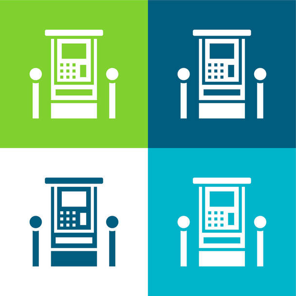 ATM Płaskie cztery kolory minimalny zestaw ikon - Wektor, obraz
