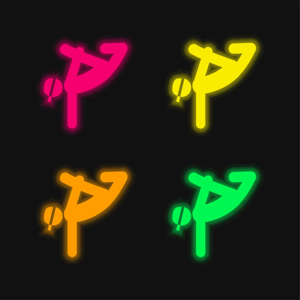 Breakdancing Dancer four color glowing neon vector icon - Vector, Image