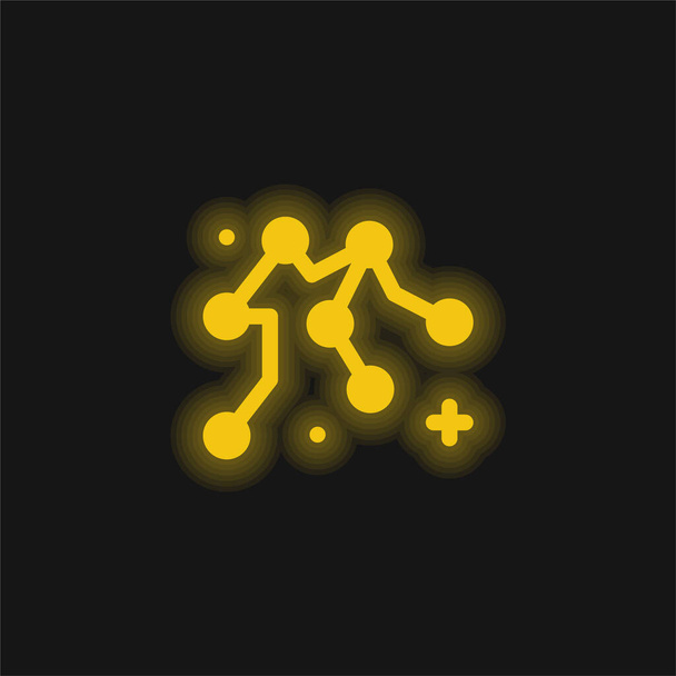 Vízöntő sárga izzó neon ikon - Vektor, kép