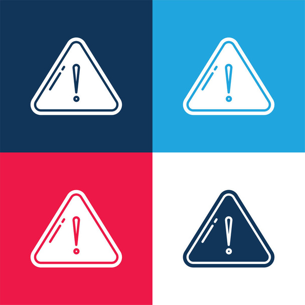 Výstraha modrá a červená čtyři barvy minimální ikona nastavena - Vektor, obrázek