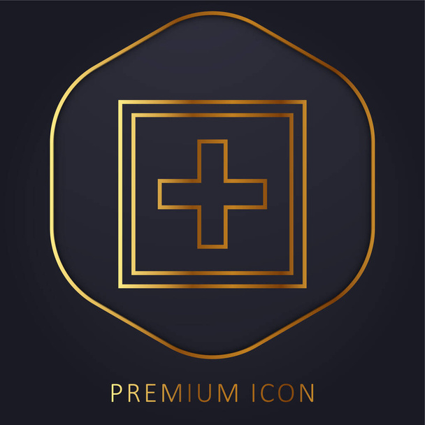 Añadir Square golden line logotipo premium o icono - Vector, Imagen