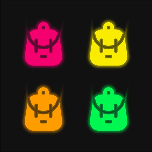 Reppu neljä väriä hehkuva neon vektori kuvake - Vektori, kuva