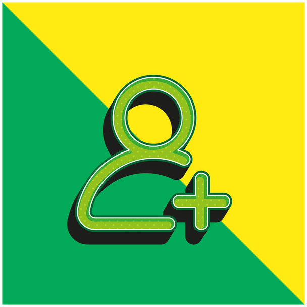 Adicionar usuário verde e amarelo moderno logotipo do ícone do vetor 3d - Vetor, Imagem