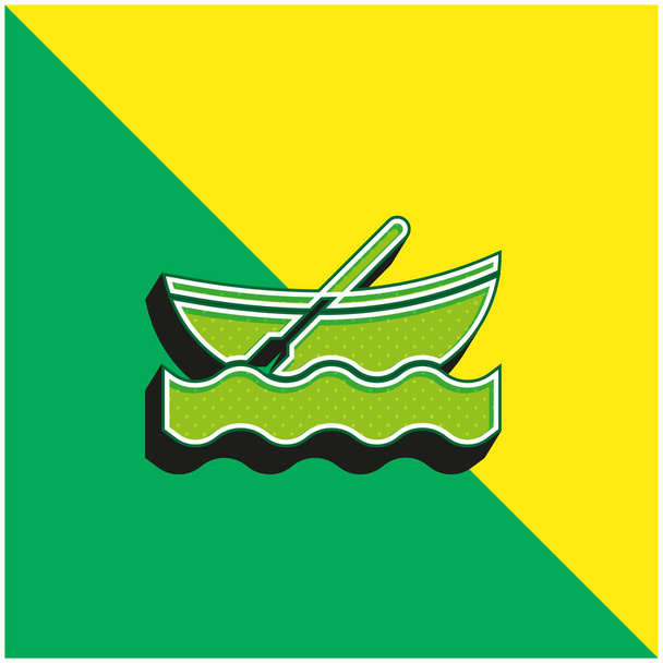 Tekne Yeşil ve Sarı modern 3D vektör simgesi logosu - Vektör, Görsel
