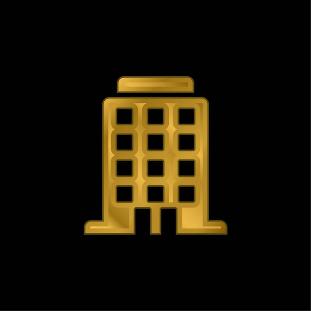 Big Building gold plated metalic icon or logo vector - Vector, Image