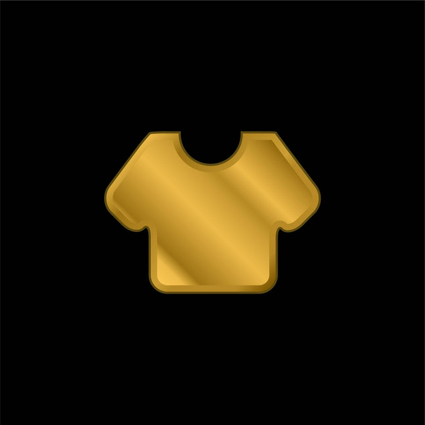 Black T Shirt gold plated metalic icon or logo vector - Vector, Image