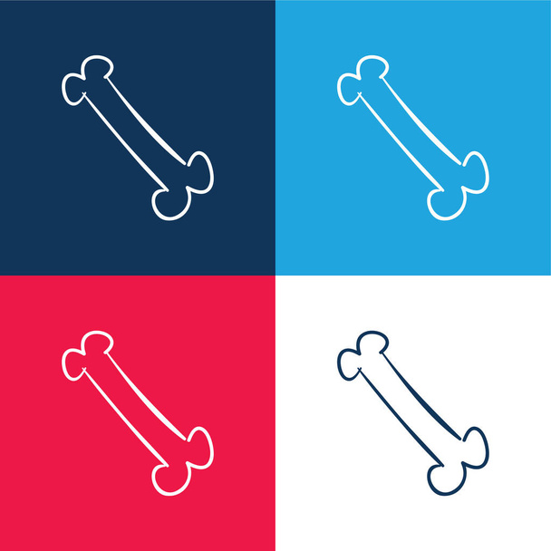 Bone Outlined Shape blue and red four color minimal icon set - Vector, Image