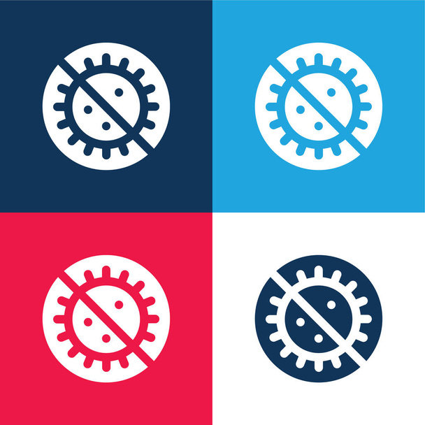 Antibiotic blue and red four color minimal icon set - Vector, Image
