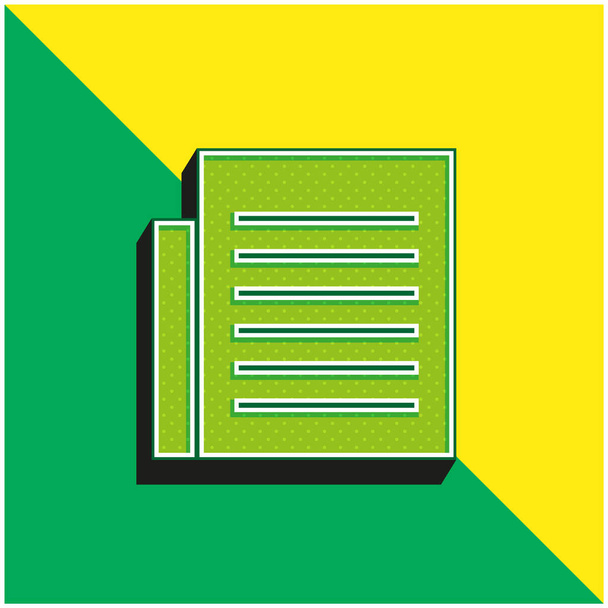 Μαύρο κείμενο Σελίδα Πράσινο και κίτρινο σύγχρονο 3d διάνυσμα εικονίδιο λογότυπο - Διάνυσμα, εικόνα