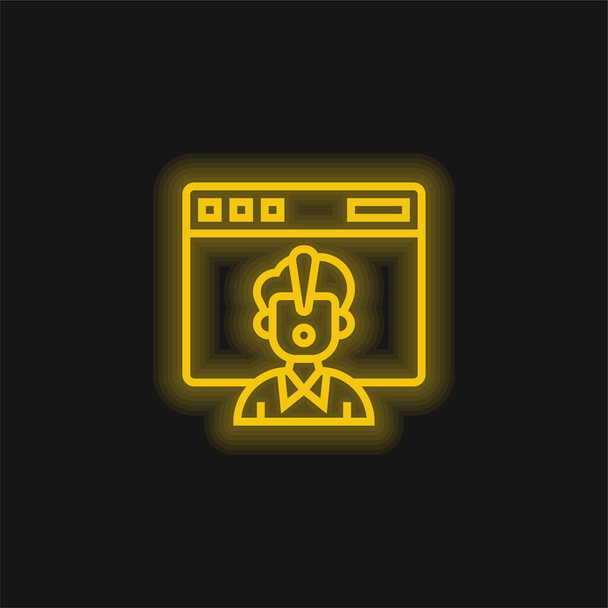 Access Denied yellow glowing neon icon - Vector, Image