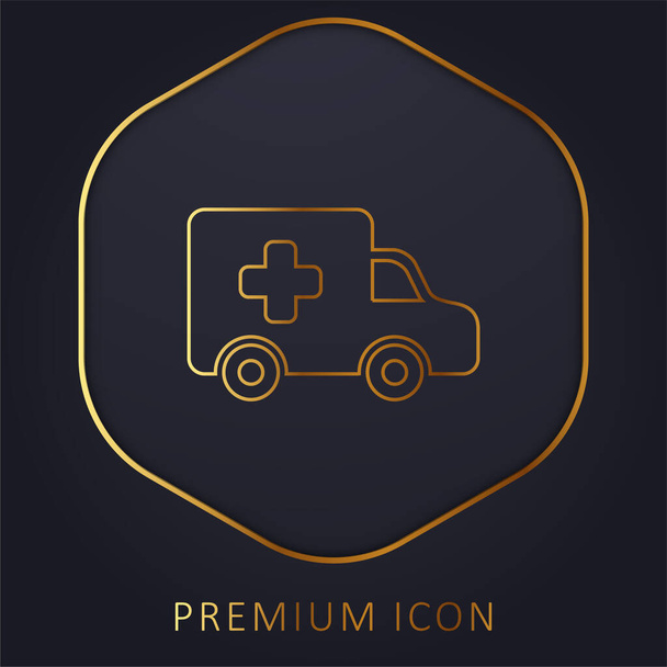 Логотип или значок золотой линии "Ambulance Side View" - Вектор,изображение