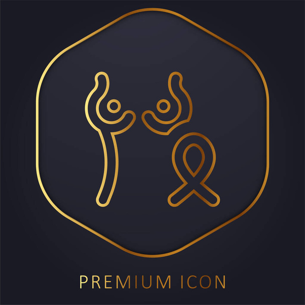 Cancer du sein ligne d'or logo premium ou icône - Vecteur, image