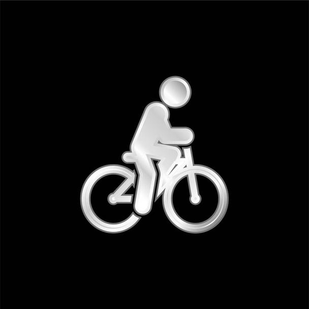 Bicicletta argento placcato icona metallica - Vettoriali, immagini