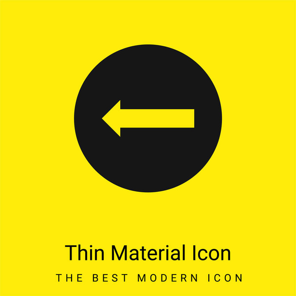 Šipka směřující doleva v kruhu minimální jasně žlutá ikona materiálu - Vektor, obrázek