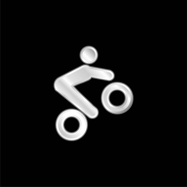 Sztuczki rowerowe posrebrzana ikona metaliczna - Wektor, obraz
