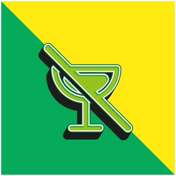 Alcoholische dranken Verbod Groen en geel modern 3D-vectoricoon logo - Vector, afbeelding