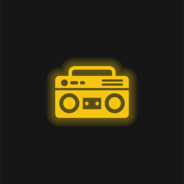 Boombox jaune brillant icône néon - Vecteur, image