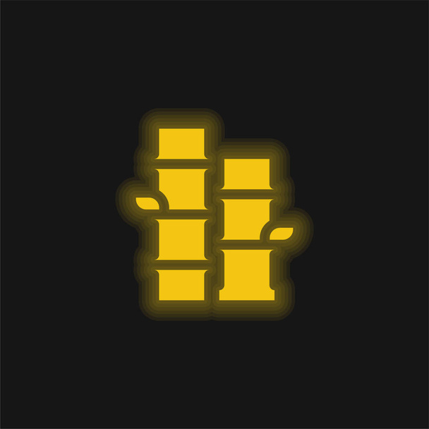 Бамбуковый жёлтый светящийся неоновый значок - Вектор,изображение
