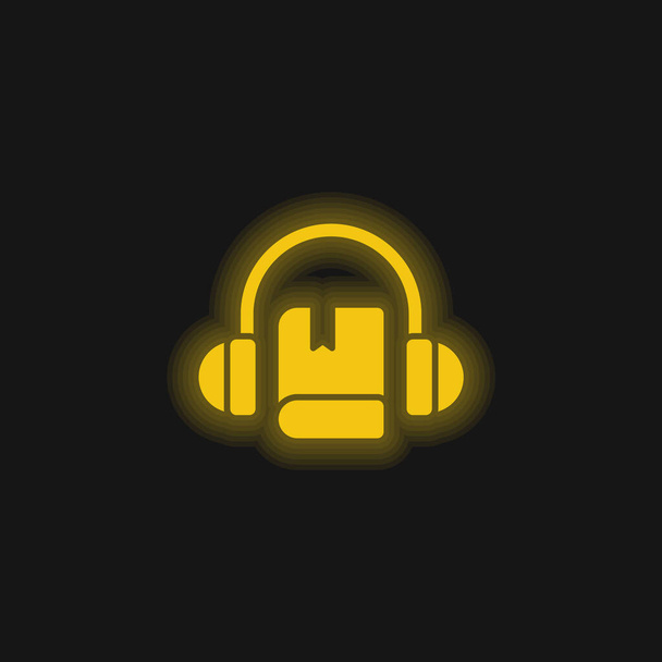 Livre audio jaune brillant icône néon - Vecteur, image