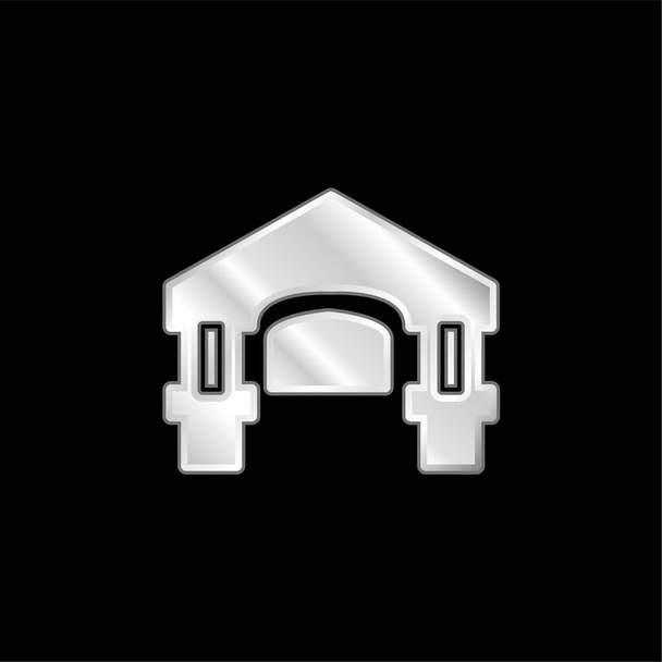 Starožitná budova postříbřená kovová ikona - Vektor, obrázek