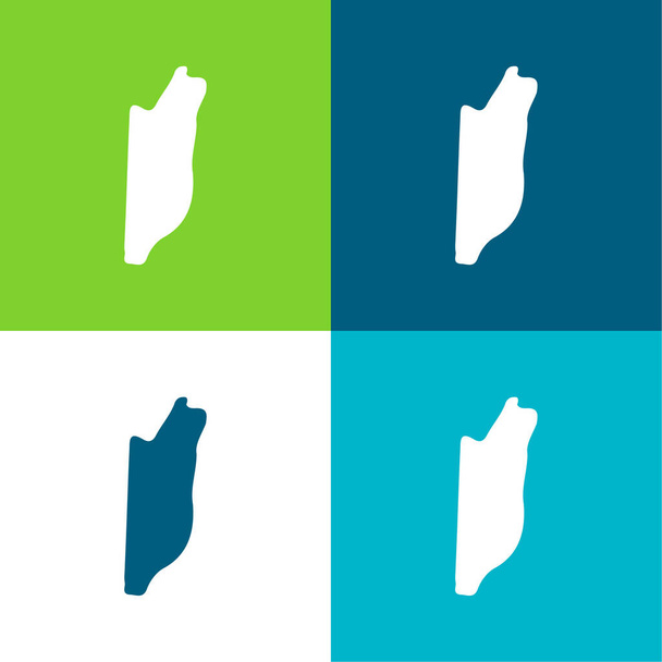 Belice Plano de cuatro colores mínimo icono conjunto - Vector, Imagen