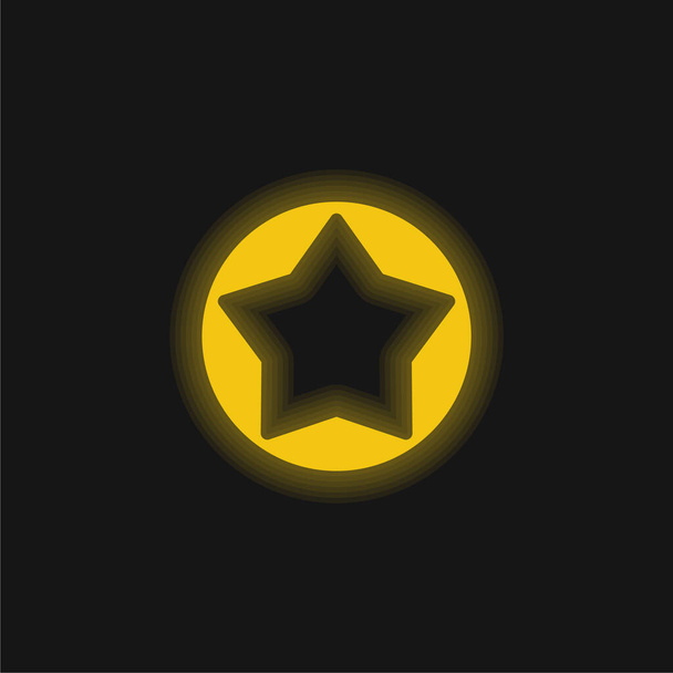 Big Star Knop geel gloeiende neon pictogram - Vector, afbeelding