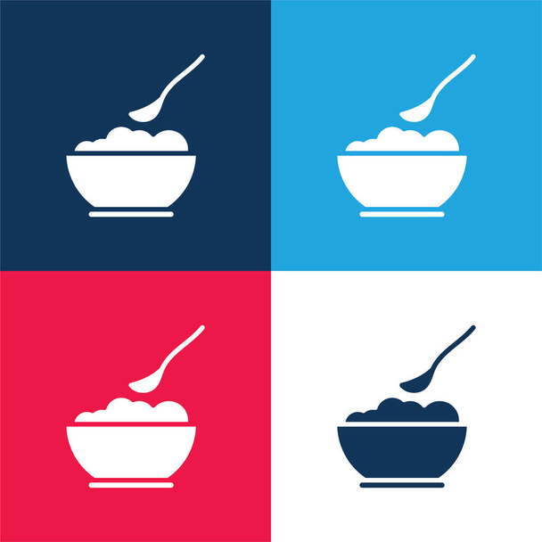Baby Food sininen ja punainen nelivärinen minimaalinen kuvakesarja - Vektori, kuva