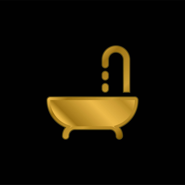 Baño chapado en oro icono metálico o logo vector - Vector, imagen