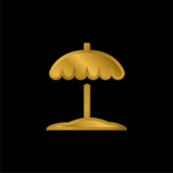 Επίχρυσο μεταλλικό εικονίδιο παραλίας ή φορέας λογότυπου - Διάνυσμα, εικόνα