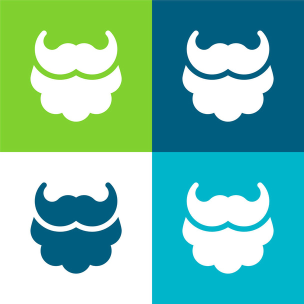 Beard Flat four color minimal icon set - Vector, Image