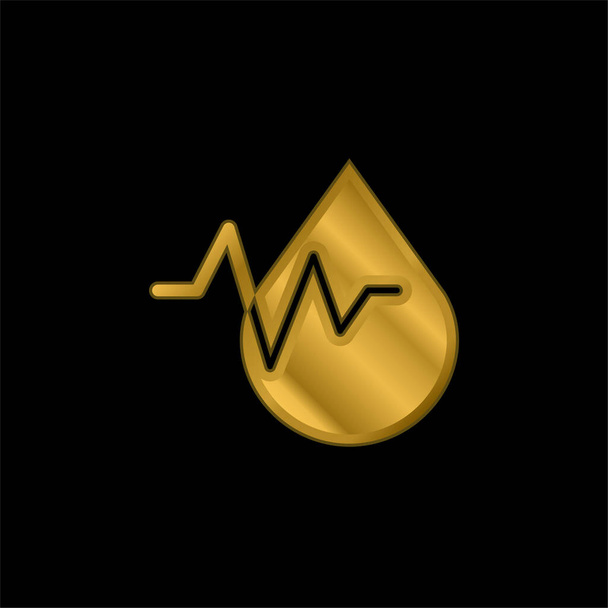 Análisis de sangre chapado en oro icono metálico o logo vector - Vector, Imagen