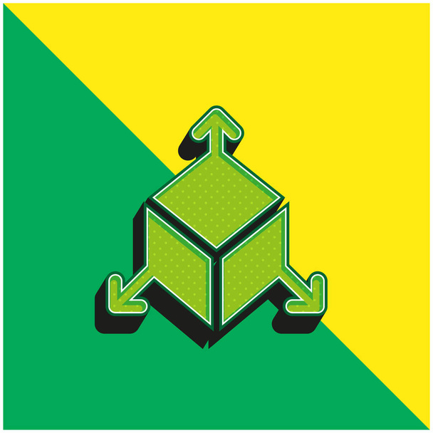 3d Πράσινο και κίτρινο σύγχρονο 3d διάνυσμα εικονίδιο λογότυπο - Διάνυσμα, εικόνα