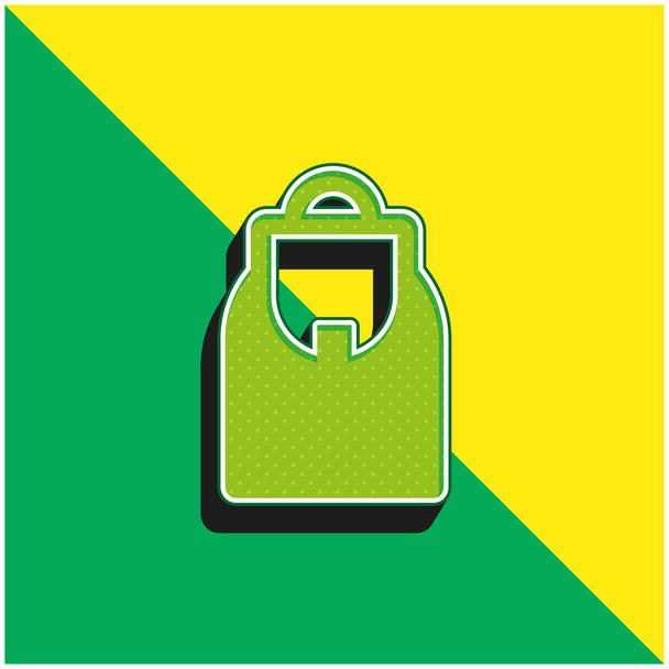 Sırt çantası yeşil ve sarı modern 3d vektör simgesi logosu - Vektör, Görsel