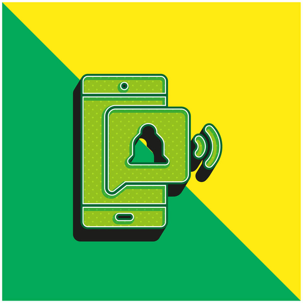 Alarm Bell Zielony i żółty nowoczesny ikona wektora 3D logo - Wektor, obraz