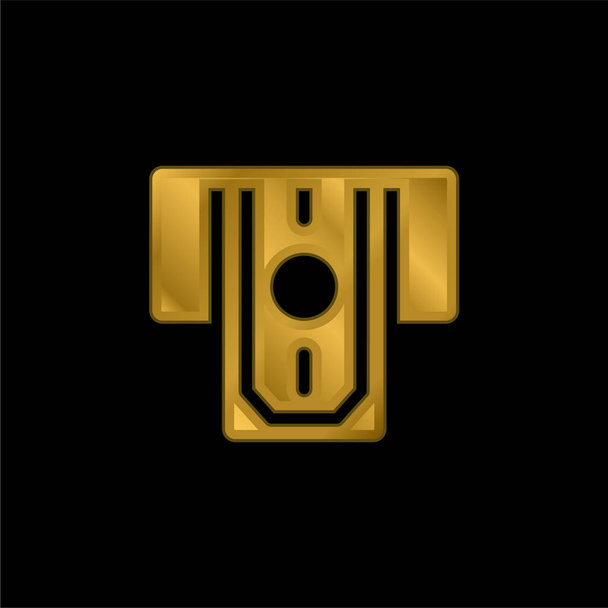 ATM Altın kaplama metalik simge veya logo vektörü - Vektör, Görsel