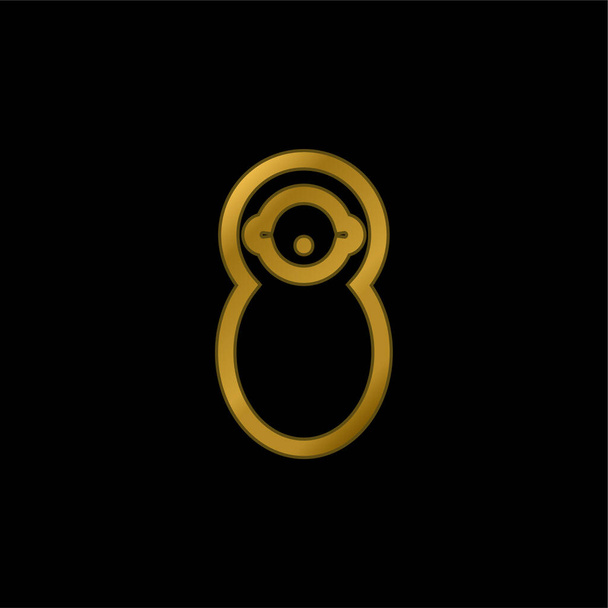 Altın kaplamalı metal simge ya da logo vektörüne sarılı bebek - Vektör, Görsel