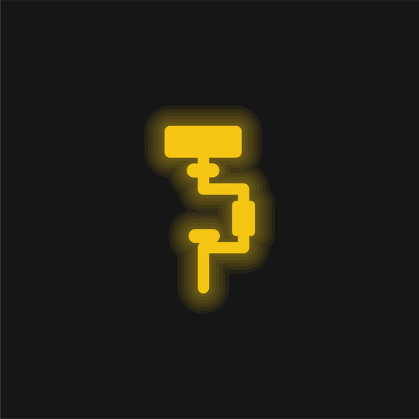 輝く黄色のネオンアイコンをブレース - ベクター画像