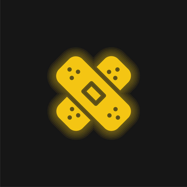 Band Aid żółta świecąca ikona neonu - Wektor, obraz