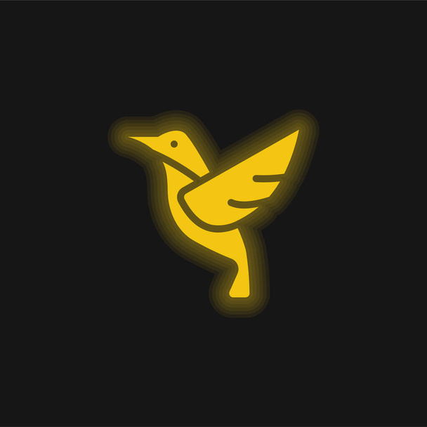 Icona fluorescente giallo uccello - Vettoriali, immagini