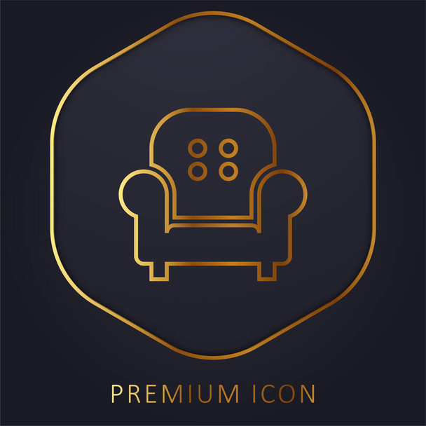 Sillón línea dorada logotipo premium o icono - Vector, imagen