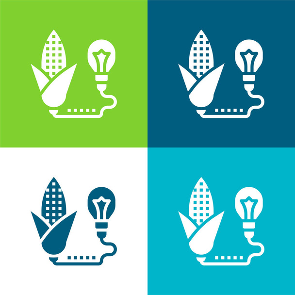 Biomassa Set di icone minimali a quattro colori - Vettoriali, immagini