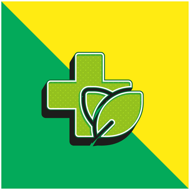 Alternative Medizin Grünes und gelbes modernes 3D-Vektor-Symbol-Logo - Vektor, Bild