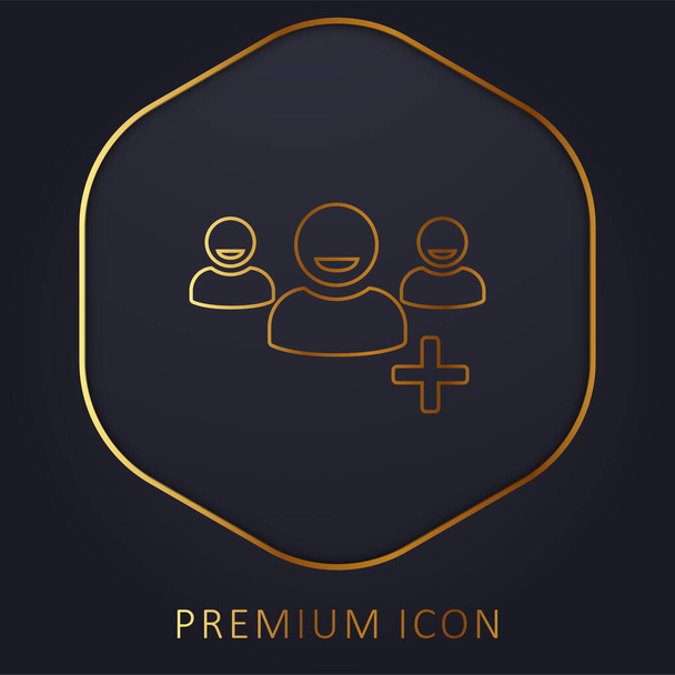 Adicionar Interface de Usuários Símbolo linha dourada logotipo premium ou ícone - Vetor, Imagem