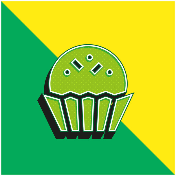 ボンボングリーンと黄色の現代的な3Dベクトルアイコンのロゴ - ベクター画像
