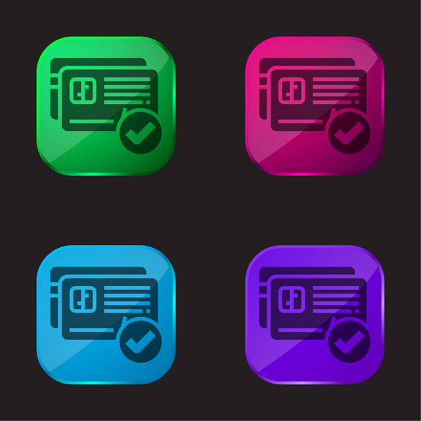 Accepter quatre icône de bouton en verre de couleur - Vecteur, image