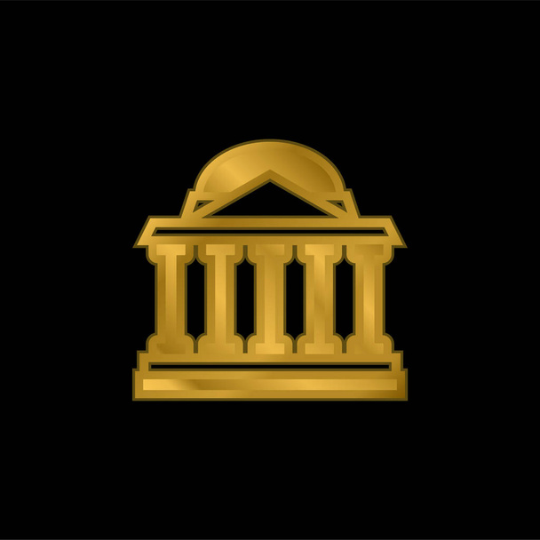 銀行金メッキ金属アイコンやロゴベクトル - ベクター画像
